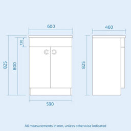 Nes Home Matte Grey 600mm Freestanding Basin Vanity Unit & Wall Bathroom Storage - thumbnail 6