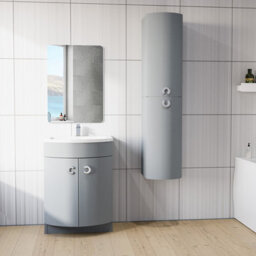 Nes Home Matte Grey 600mm Freestanding Basin Vanity Unit & Wall Bathroom Storage - thumbnail 2