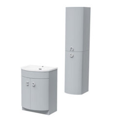 Nes Home Matte Grey 600mm Freestanding Basin Vanity Unit & Wall Bathroom Storage - thumbnail 4