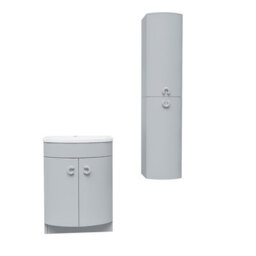Nes Home Matte Grey 600mm Freestanding Basin Vanity Unit & Wall Bathroom Storage - thumbnail 3