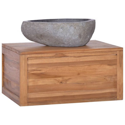 Berkfield Wall-Mounted Bathroom Cabinet 60X45X30 Cm Solid Teak Wood - image 1