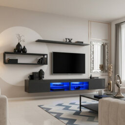 Switch Met Iv Industrial Wall Unit Modern Grafit Black Living Room Set With Tv Cabinets Shelves And Metal Bookcase - thumbnail 1