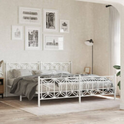 Berkfield Metal Bed Frame Without Mattress With Footboard White 200X200Cm - thumbnail 1