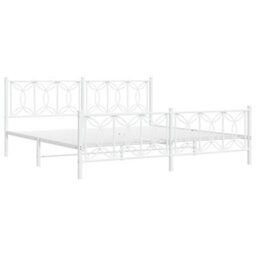 Berkfield Metal Bed Frame Without Mattress With Footboard White 200X200Cm - thumbnail 3