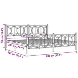 Berkfield Metal Bed Frame Without Mattress With Footboard White 200X200Cm - thumbnail 8