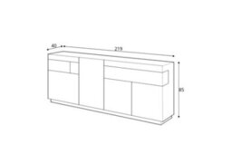 Arte Elegant Silke 25 Sideboard Cabinet 219Cm - White Gloss & Wotan Oak: Spacious Storage Solution For Modern Living Spaces - thumbnail 2