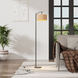 Thehotsale Vintage Rattan Lampshade Floor Lamp With Foot Switch 160Cm H - thumbnail 4