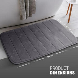 Keplin 60X90Cm Memory Foam Bath Mat Ultra Soft, Highly Absorbent, Non Slip, Machine Washable, Dark Grey - thumbnail 2