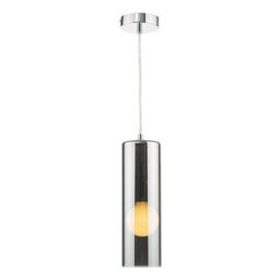 DAR Diaz Pendant Smoked Glass And Polished Chrome - thumbnail 1