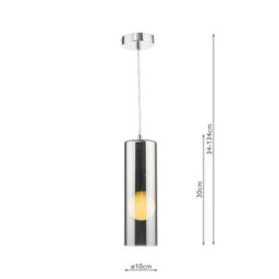 DAR Diaz Pendant Smoked Glass And Polished Chrome - thumbnail 4