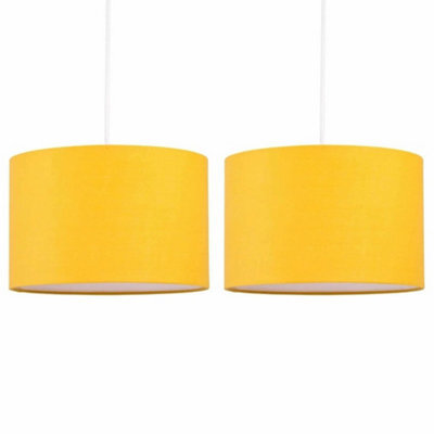 Set Of 2 Modern Ochre 25Cm Ceiling Light Shade Easy Fit Lightshade Pendants - image 1