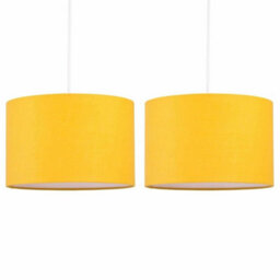 Set Of 2 Modern Ochre 25Cm Ceiling Light Shade Easy Fit Lightshade Pendants - thumbnail 1