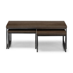 Julian Bowen Brooklyn Set Of 3 Nesting Coffee Tables, Dark Oak, Wood Top, Metal Base, Height: 45 X Width: 120 X Depth: 60Cm - thumbnail 2
