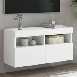 Vidaxl Tv Wall Cabinet With Led Lights White 80X30X40 Cm - thumbnail 1