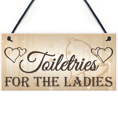 Red Ocean Shabby Chic Wedding Sign Toiletries For Ladies Bride Plaque Bridesmaid Gift Wedding Registry Gift List - image 1