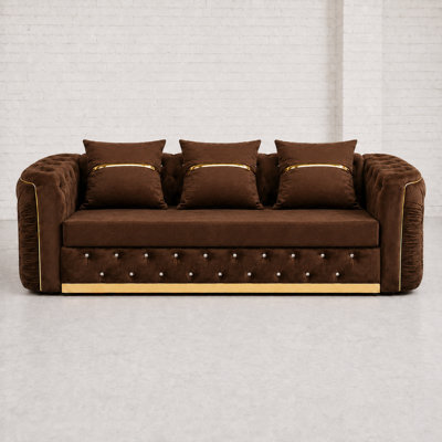 Ambassador Chesterfield Sofa Brown 3 Seater