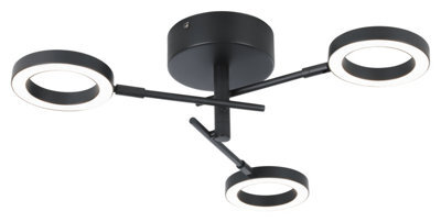 GoodHome Taphao Cyber Matt Metal & Plastic Black 3 Lamp Led Circular Ceiling Light - image 1