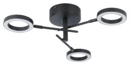 GoodHome Taphao Cyber Matt Metal & Plastic Black 3 Lamp Led Circular Ceiling Light - thumbnail 3