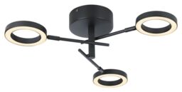 GoodHome Taphao Cyber Matt Metal & Plastic Black 3 Lamp Led Circular Ceiling Light - thumbnail 4