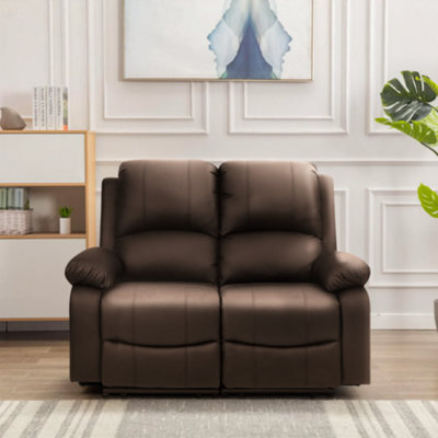 Comfy Living Reclining Faux Leather Sofa In Brown 2 Piece - image 1