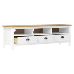 Berkfield Tv Cabinet Hill Range White 158X40X47 Cm Solid Pine Wood - thumbnail 3