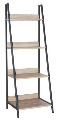 Core Products Ladder Bookcase Home Office Unit With Oak Effect And Grey Metal Frames H146.0Cm X W52.0Cm X D46.0Cm - image 1