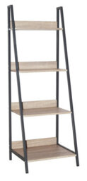 Core Products Ladder Bookcase Home Office Unit With Oak Effect And Grey Metal Frames H146.0Cm X W52.0Cm X D46.0Cm - thumbnail 1