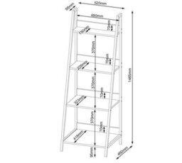 Core Products Ladder Bookcase Home Office Unit With Oak Effect And Grey Metal Frames H146.0Cm X W52.0Cm X D46.0Cm - thumbnail 3