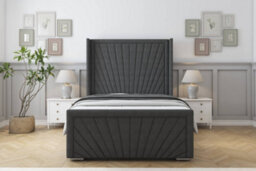 "Sloomy Rutherford Graphite Dumfries Bed Frame With Mattress With 50""  Upholstered Wingback Headboard 5' King" - thumbnail 1