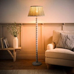 Valuelights Bobbins Pastel Blue Floor Lamp With Floral Pleated Shade - thumbnail 2
