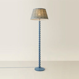 Valuelights Bobbins Pastel Blue Floor Lamp With Floral Pleated Shade - thumbnail 4