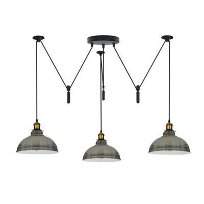 Ledsone Industrial 3 Head Pendant Light Adjustable Pulley System Durable Metal 200Cm Cord For Kitchen & Café - image 1