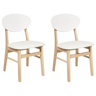 Beliani Set Of 2 Dining Chairs Amery Wood Off-White/ Light Brown - image 1