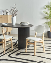 Beliani Set Of 2 Dining Chairs Amery Wood Off-White/ Light Brown - thumbnail 2