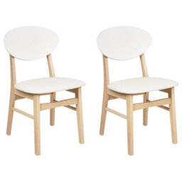 Beliani Set Of 2 Dining Chairs Amery Wood Off-White/ Light Brown - thumbnail 1
