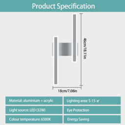 Pheashine Sleek Modern Led Wall Light 6500K Acrylic For Bedroom Living Room Corridor - thumbnail 4
