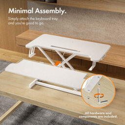 Vonhaus Adjustable White Standing Desk Converter - 2 Tier Sit Stand Desk Riser, Stand Up Desk For Home Office/work - thumbnail 8