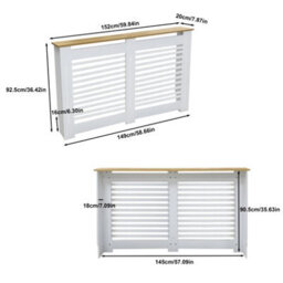Fativo Horizontal Radiator Cover Grill Shelf Cabinet Mdf Wood Modern Traditional Furniture (H 925 X W 1520 X D 200 mm) - thumbnail 2
