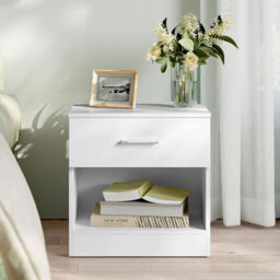 Comfy Living White High Gloss Bedside Table