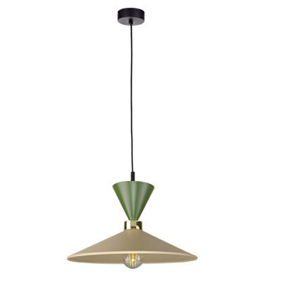 Luminosa Lighting Luminosa Amaris Dome Pendant Ceiling Light Green, Beige 1X E27 - image 1