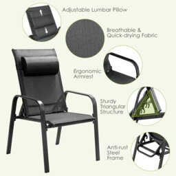 Costway 3-Piece Patio Bistro Furniture Set Outdoor Coffee Table Stackable Chairs Set - thumbnail 7