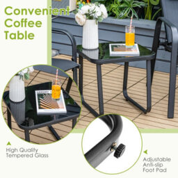 Costway 3-Piece Patio Bistro Furniture Set Outdoor Coffee Table Stackable Chairs Set - thumbnail 6