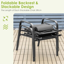 Costway 3-Piece Patio Bistro Furniture Set Outdoor Coffee Table Stackable Chairs Set - thumbnail 5