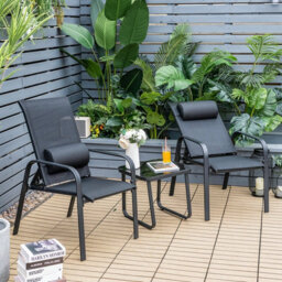 Costway 3-Piece Patio Bistro Furniture Set Outdoor Coffee Table Stackable Chairs Set - thumbnail 1