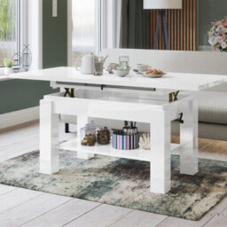 Heze Furniture Alva 2 In 1 Extending Coffee / Dining Table 110-150Cm - White Gloss