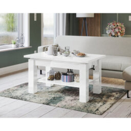 Heze Furniture Alva 2 In 1 Extending Coffee / Dining Table 110-150Cm - White Gloss - thumbnail 2