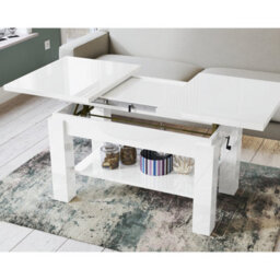Heze Furniture Alva 2 In 1 Extending Coffee / Dining Table 110-150Cm - White Gloss - thumbnail 3