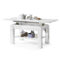 Heze Furniture Alva 2 In 1 Extending Coffee / Dining Table 110-150Cm - White Gloss - thumbnail 6