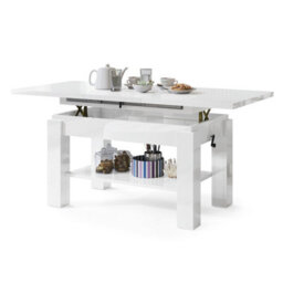 Heze Furniture Alva 2 In 1 Extending Coffee / Dining Table 110-150Cm - White Gloss - thumbnail 7
