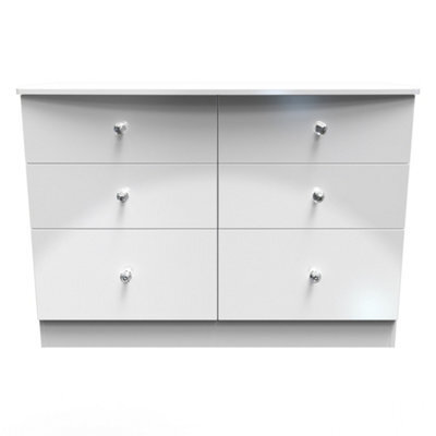 Broadway 6 Drawer Wide Chest With Led Lights In White Gloss (Ready Assembled) - image 1